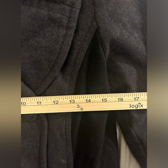 Guess Peacoat Women’s Medium Wool Blend Black Fuzzy Neck Winter - Picture 9 of 10